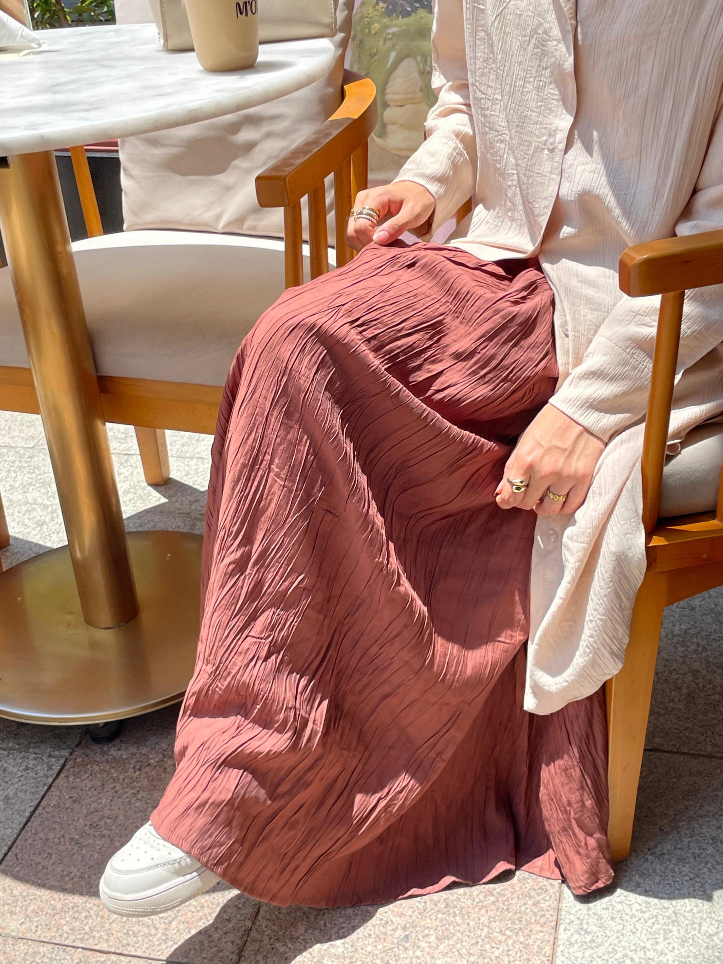 Crushed Skirt in Mocha Brown