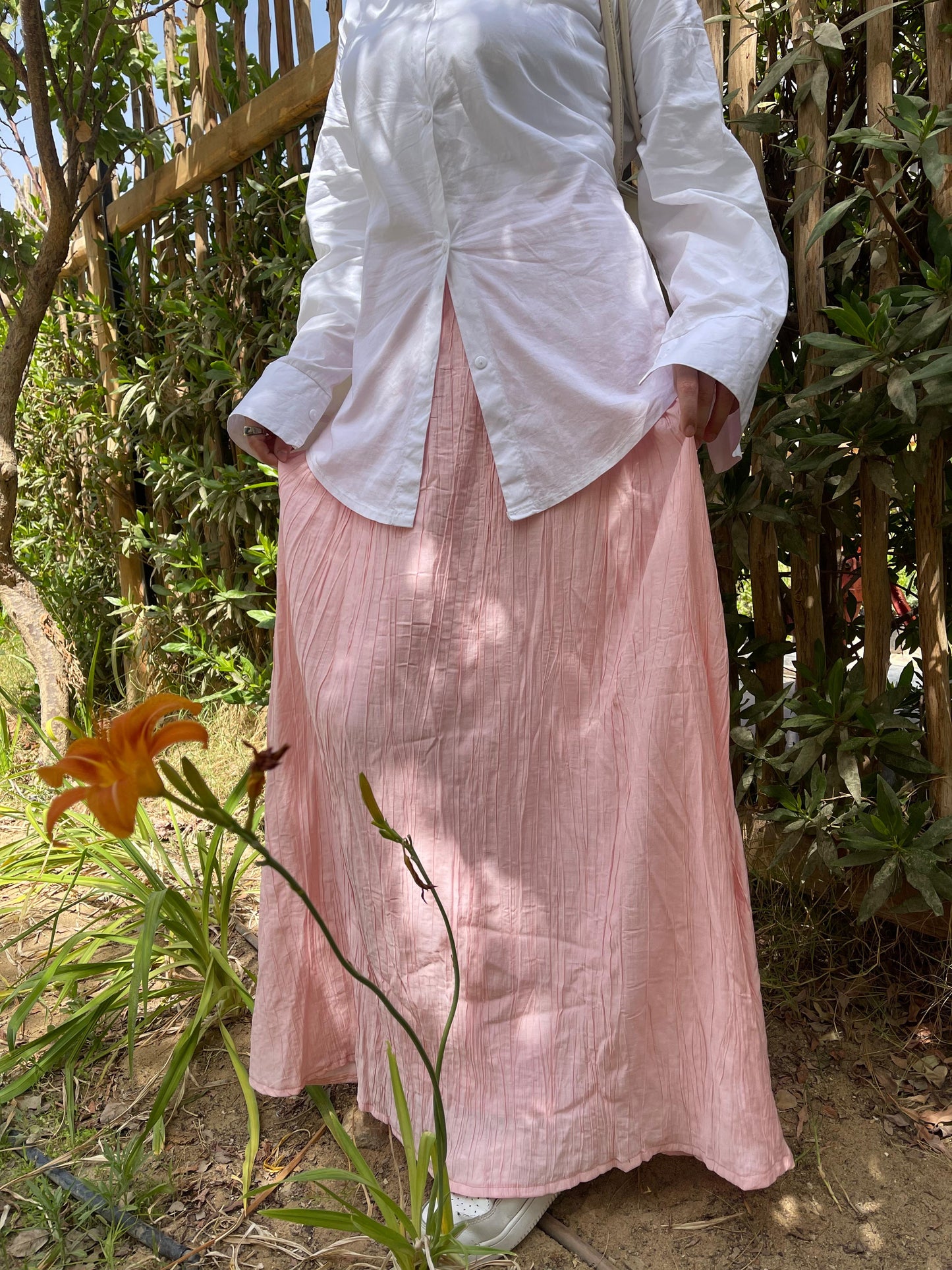 Crushed Skirt in Rose Pink