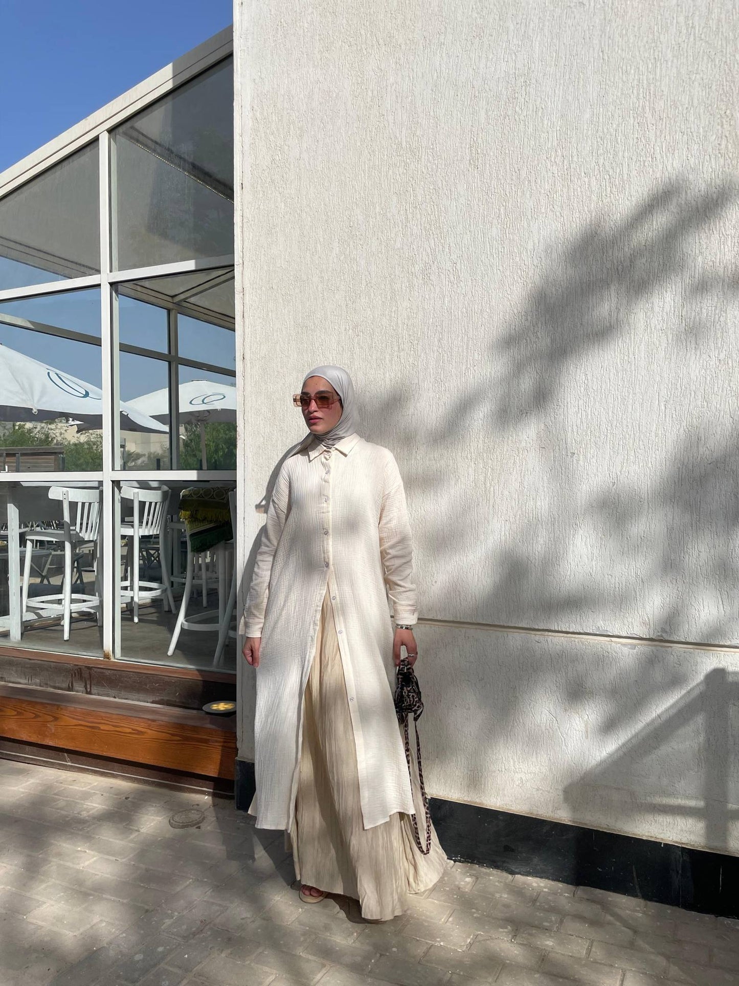 Muslin Long Shirt in Beige