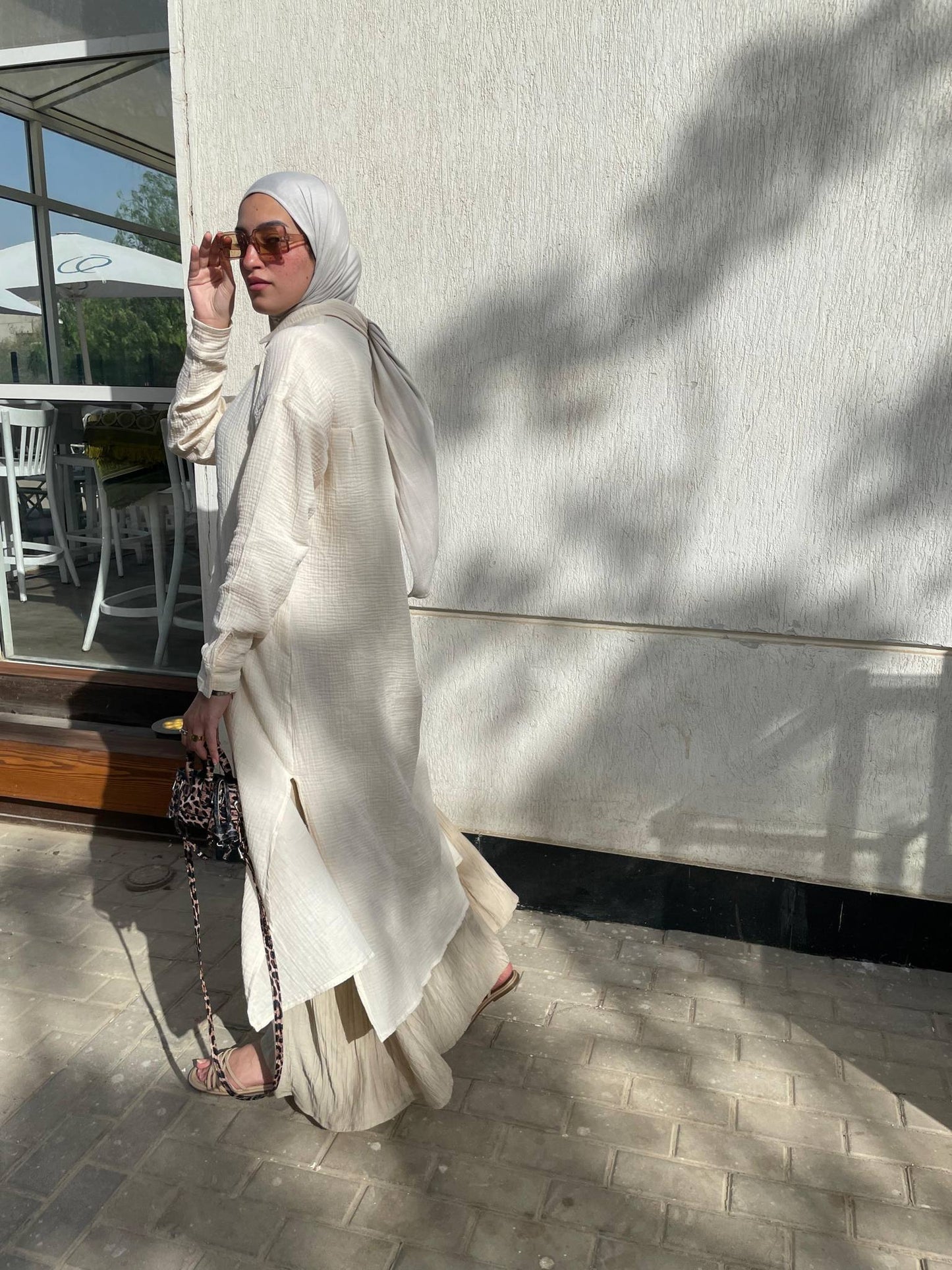 Muslin Long Shirt in Beige