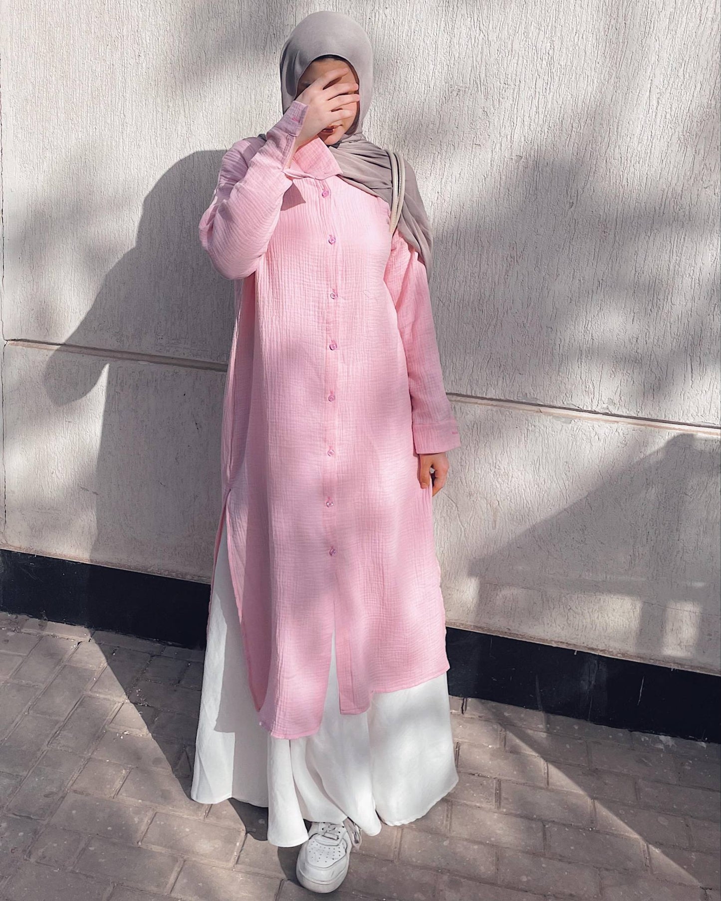 Muslin Long Shirt in pink