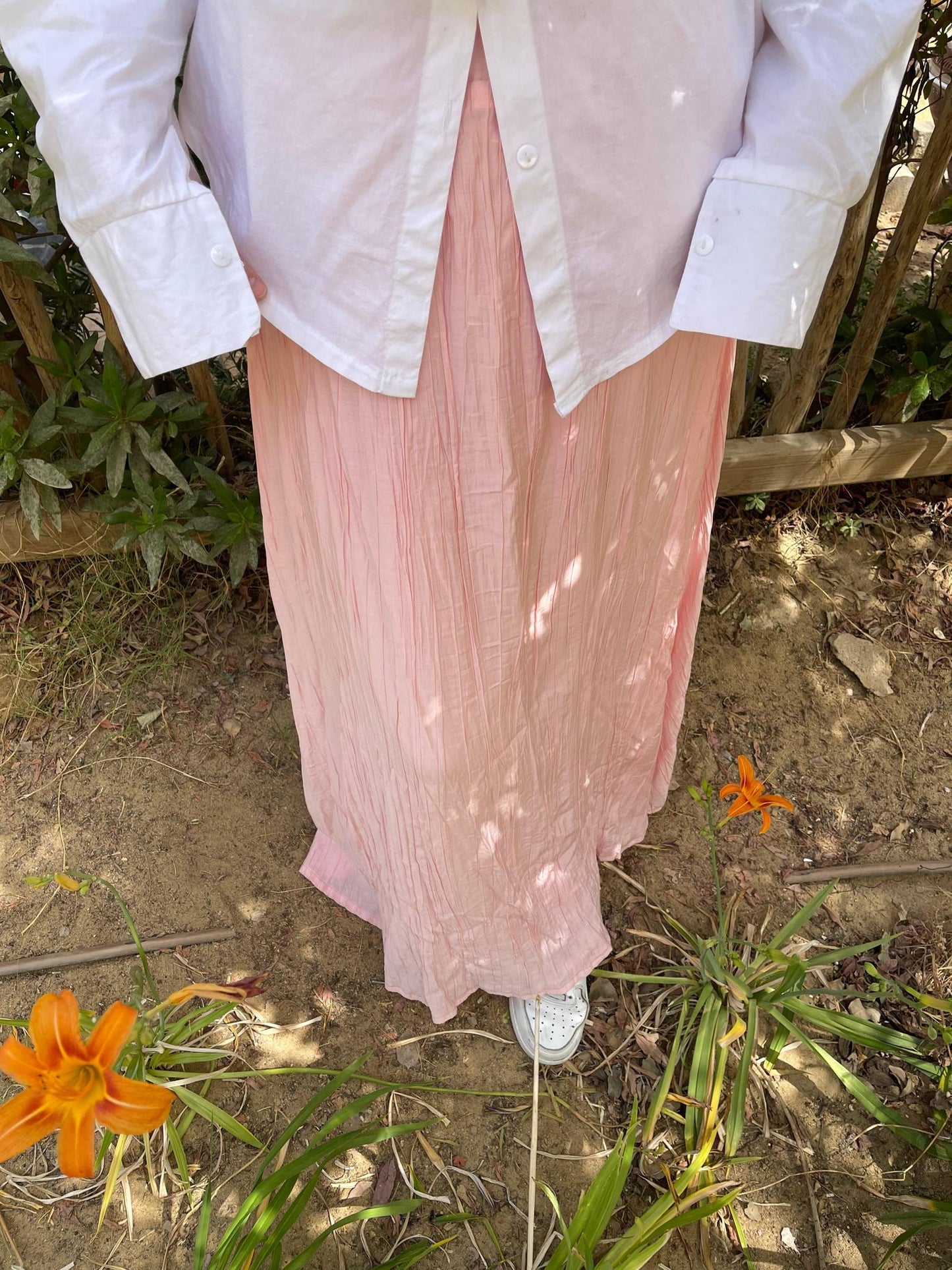 Crushed Skirt in Rose Pink