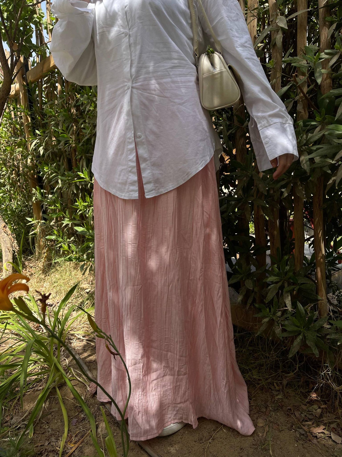 Crushed Skirt in Rose Pink