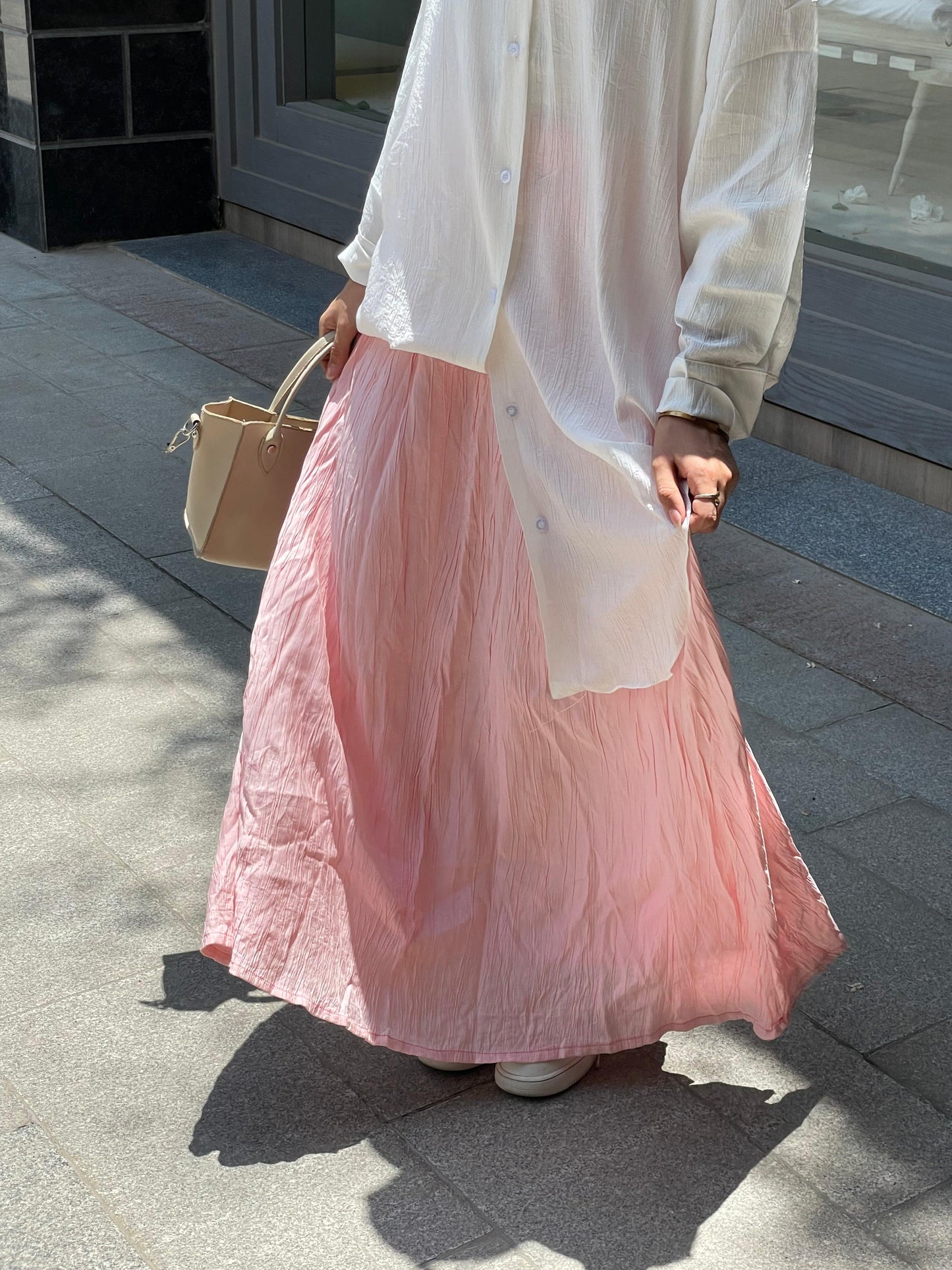 Crushed Skirt in Rose Pink