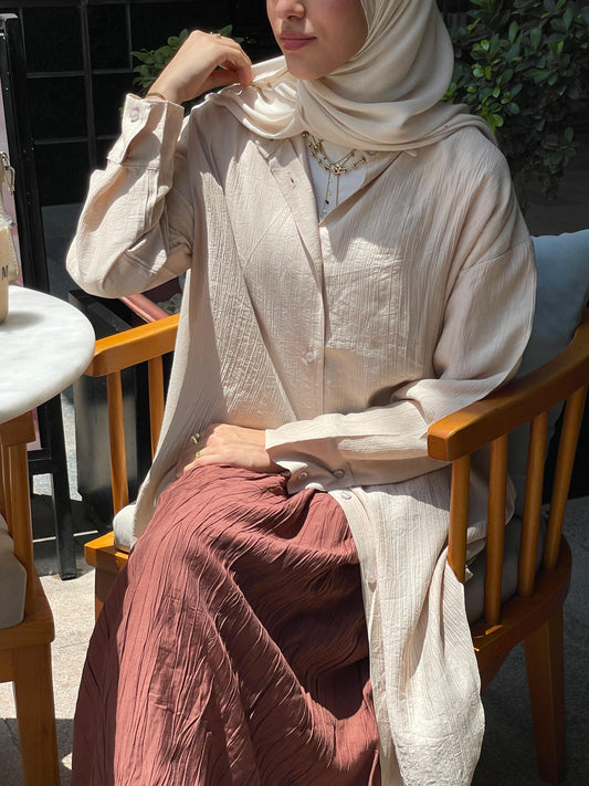 Crushed Skirt in Mocha Brown