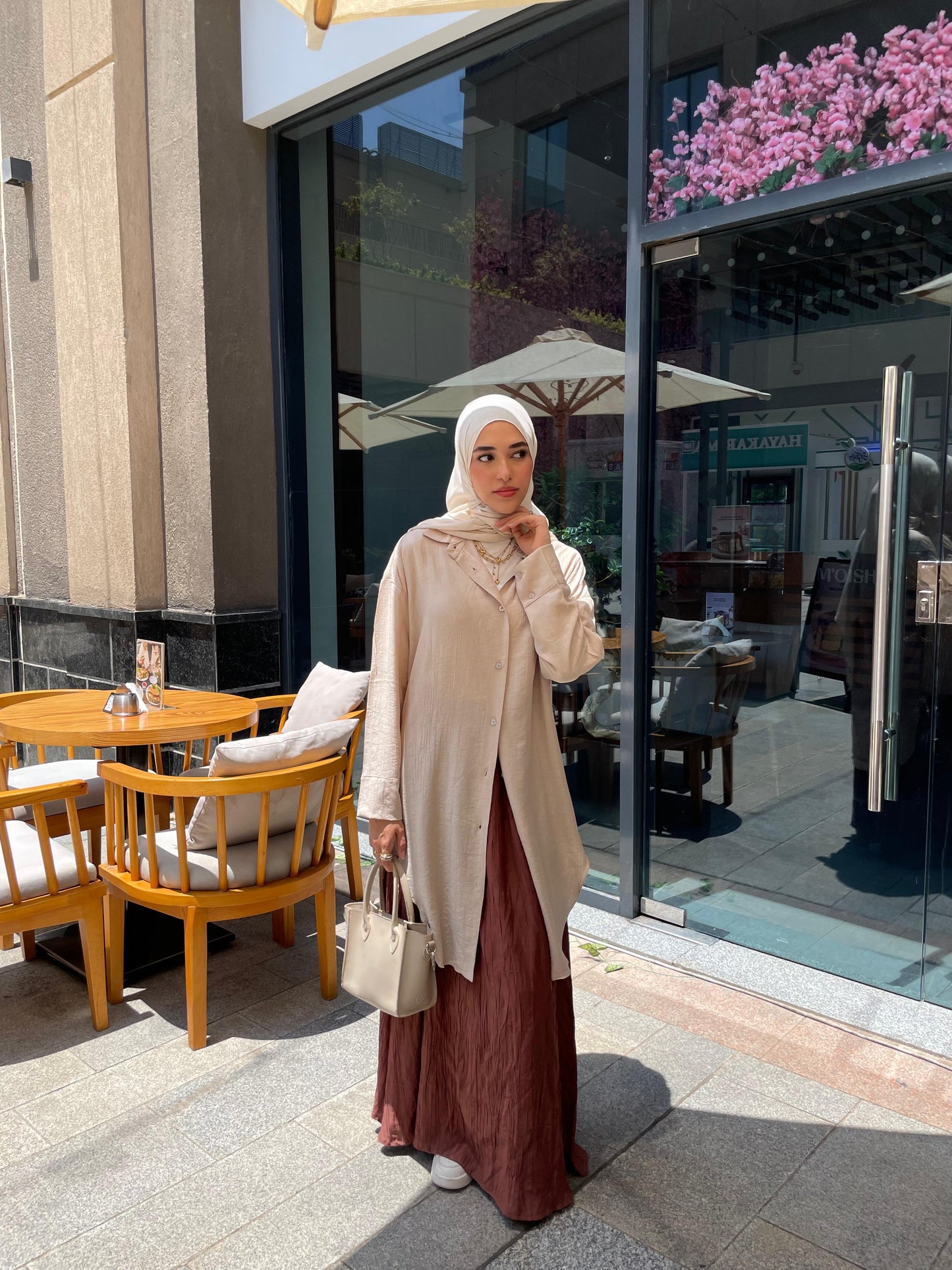 Crushed Skirt in Mocha Brown