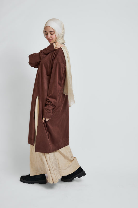 Comfy Flow Tunic In Brown