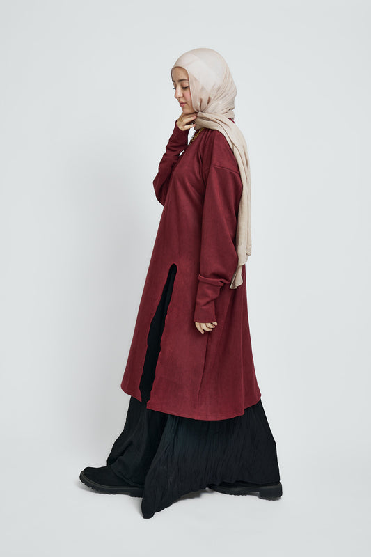 Comfy Flow Tunic In Burgundy