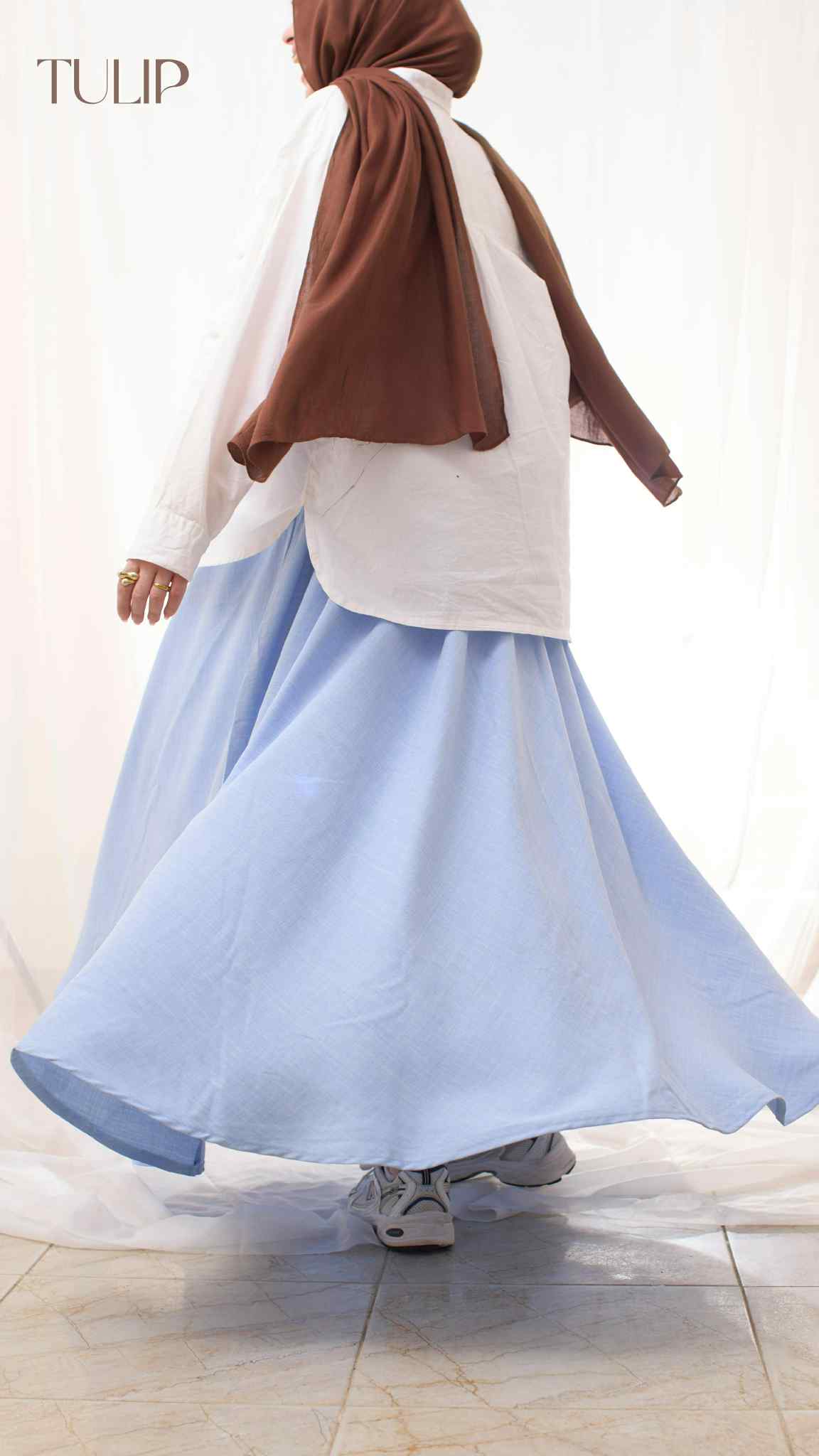 Linen cloche Skirt in baby blue