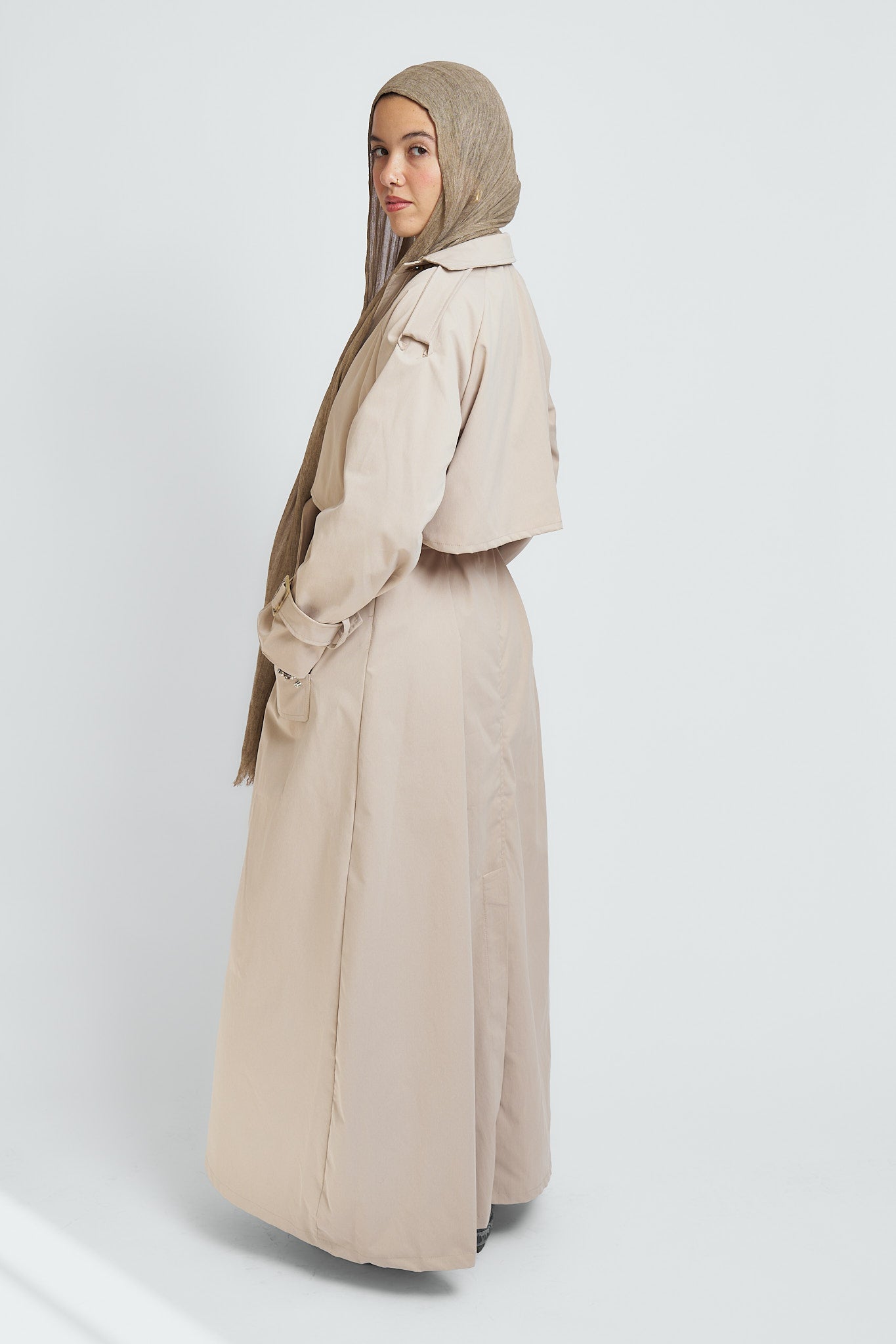 Extended Trench Coat in Beige