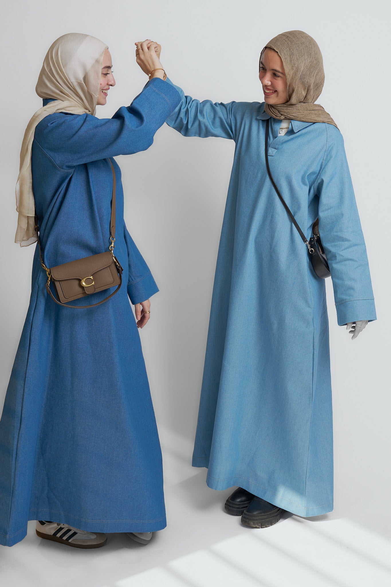 Denim Maxi Dress In soft blue