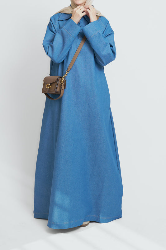 Dark Blue Denim Maxi Dress