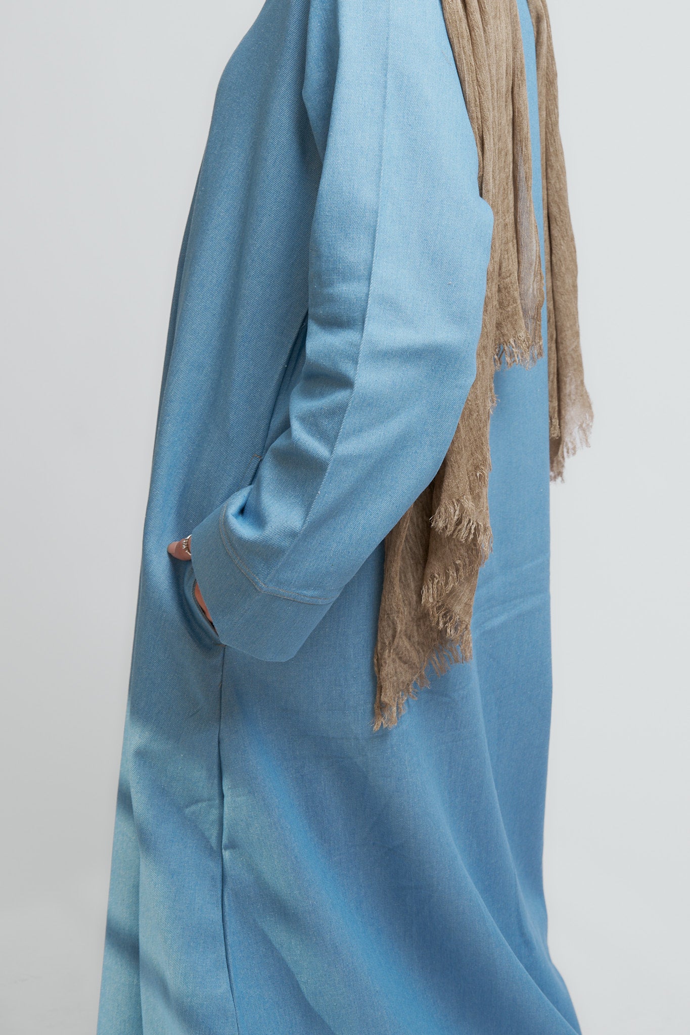 Soft Blue Denim Maxi Dress