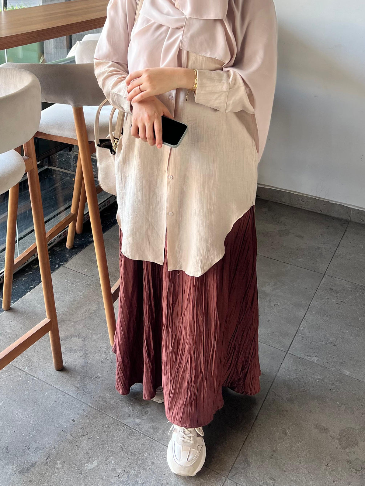 Crushed skirt In Chocolate Brown