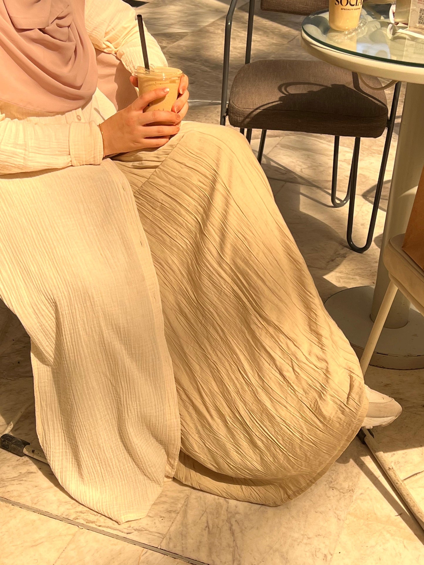 Crushed Skirt in Beige