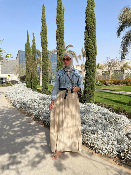 Crushed Skirt in Beige