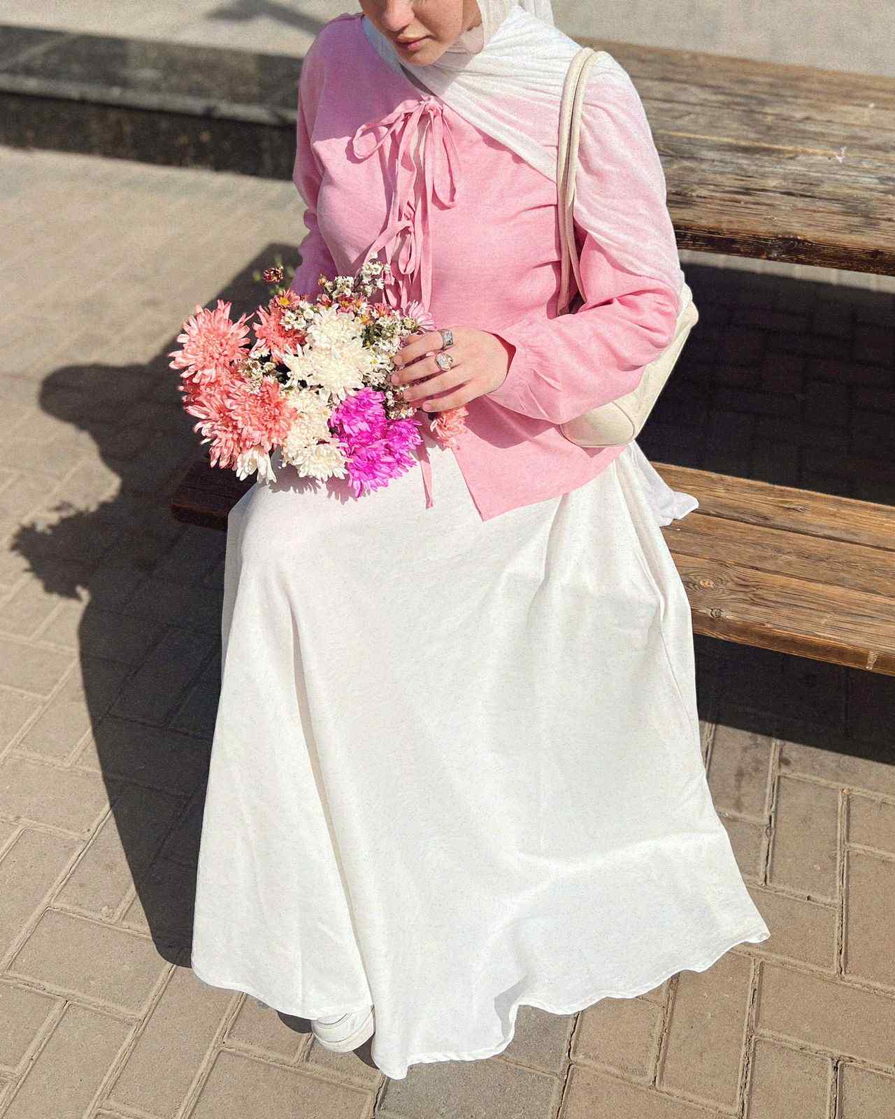 Linen cloche Skirt in White