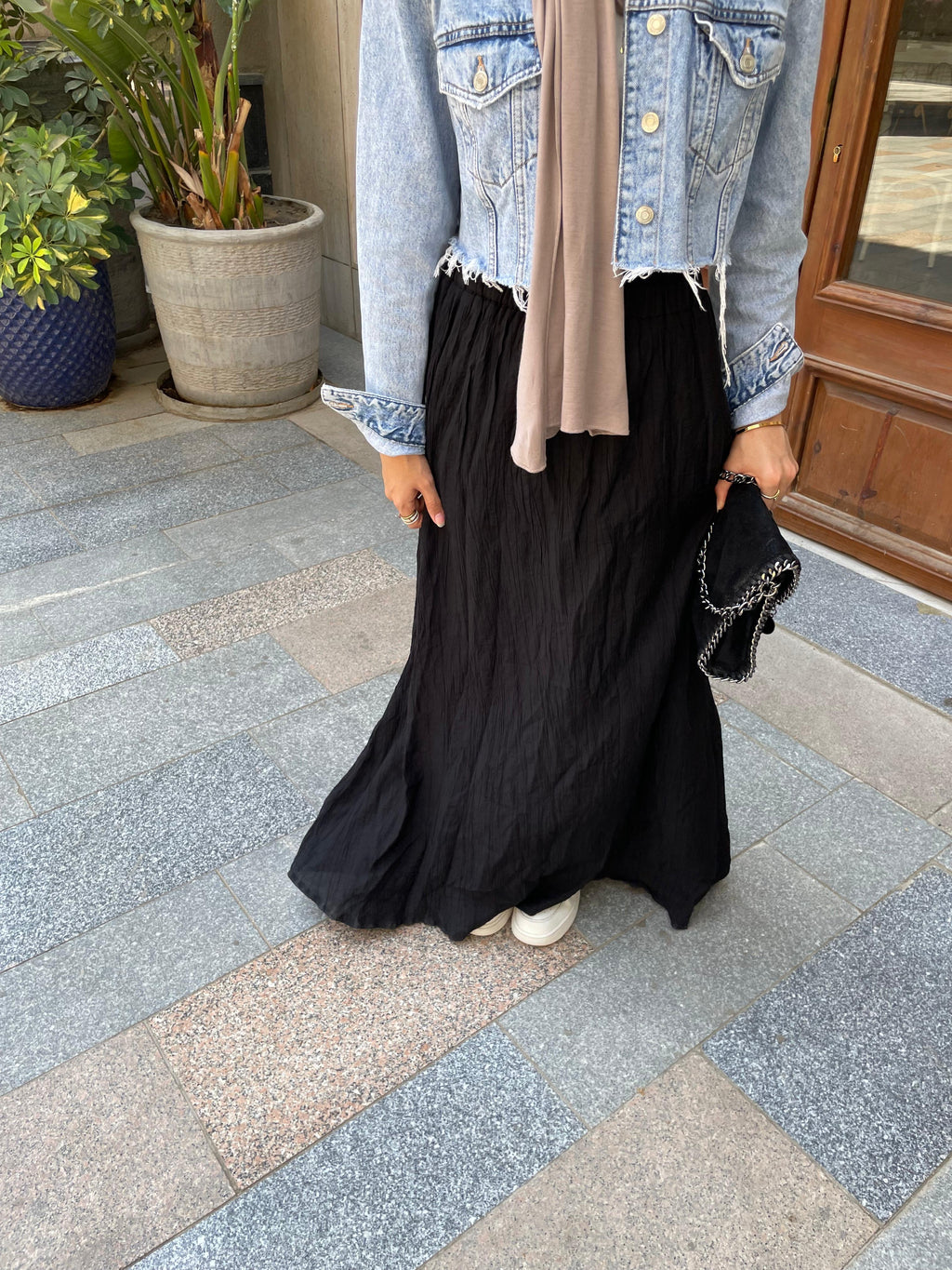 Crushed skirt In Black
