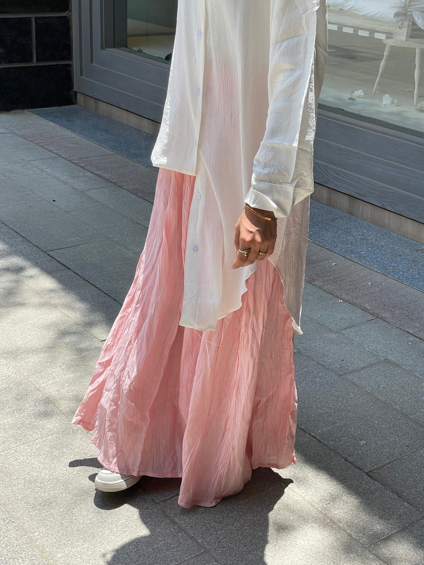 Crushed Skirt in Rose Pink