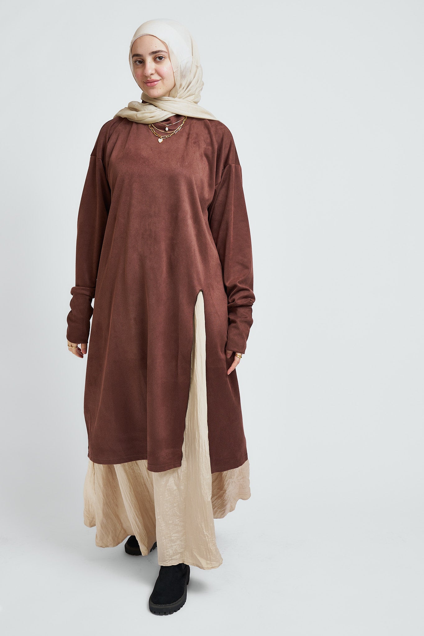 Comfy Flow Tunic In Brown