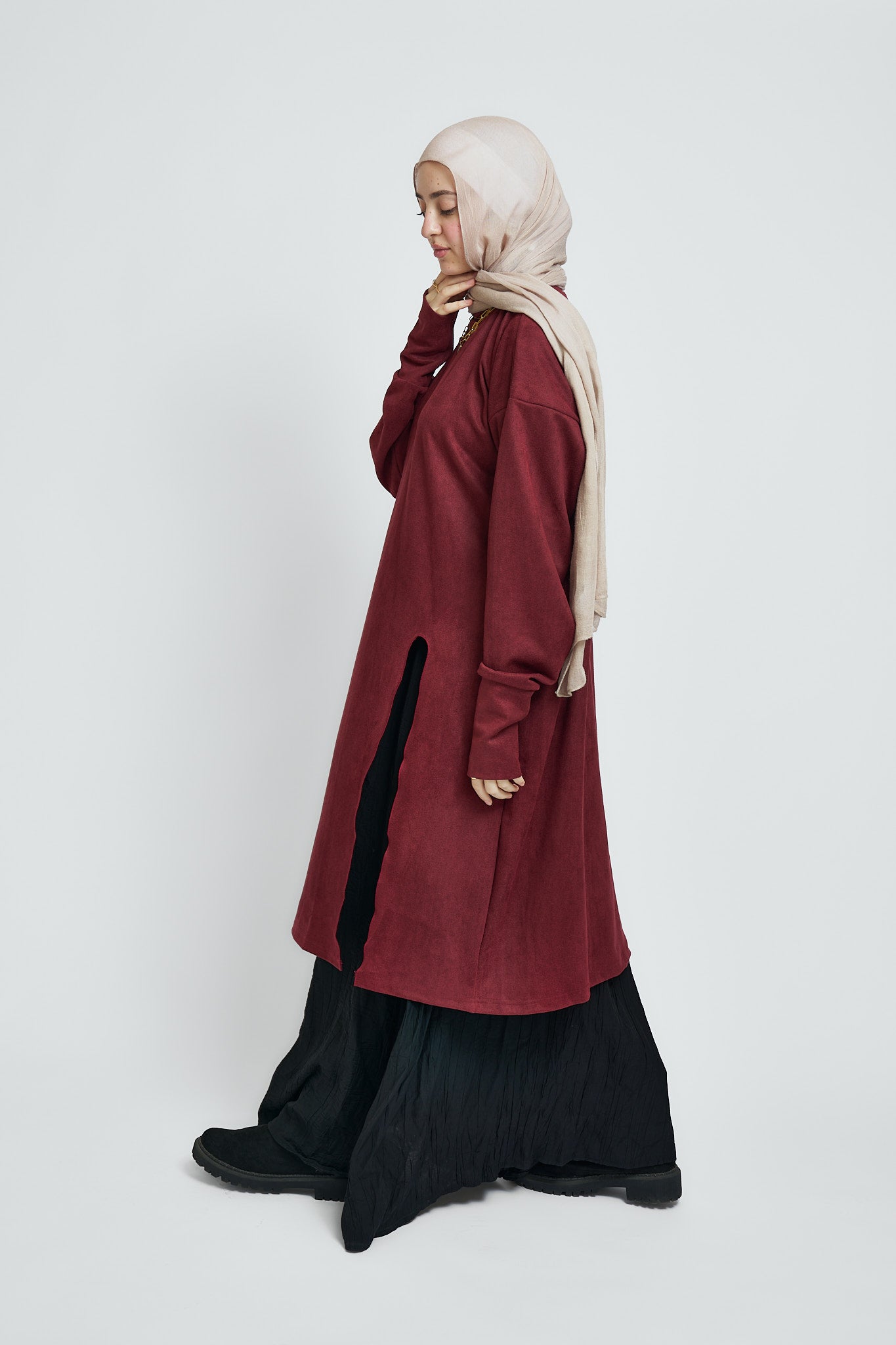 Comfy Flow Tunic In Burgundy