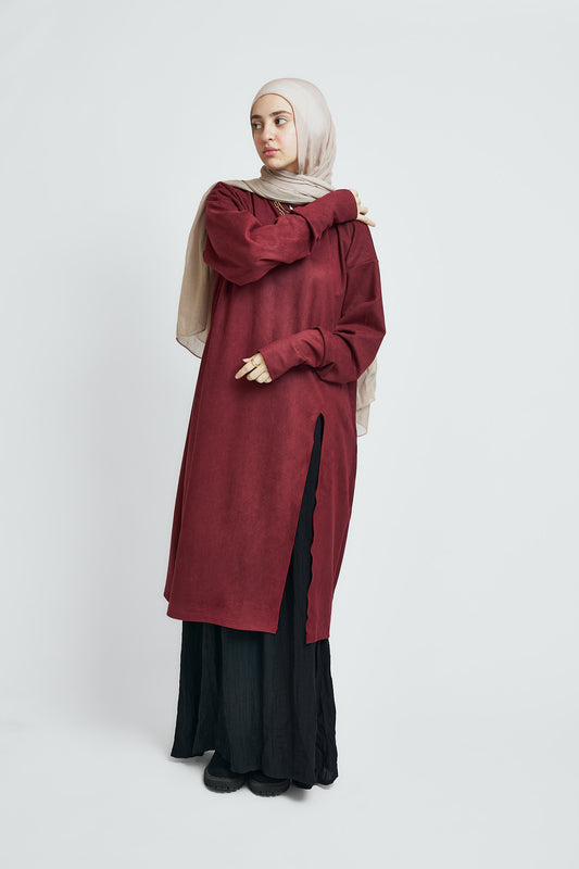 Comfy Flow Tunic In Burgundy