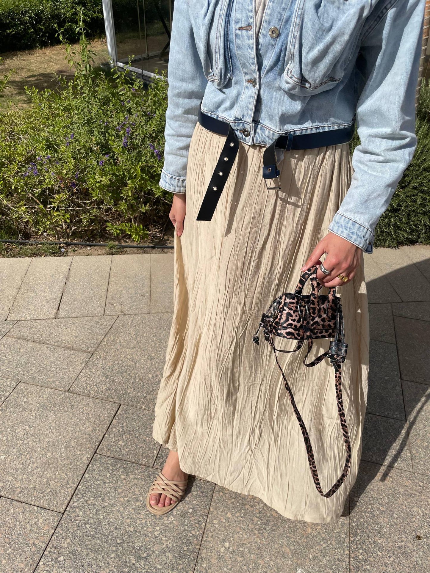 Crushed Skirt in Beige