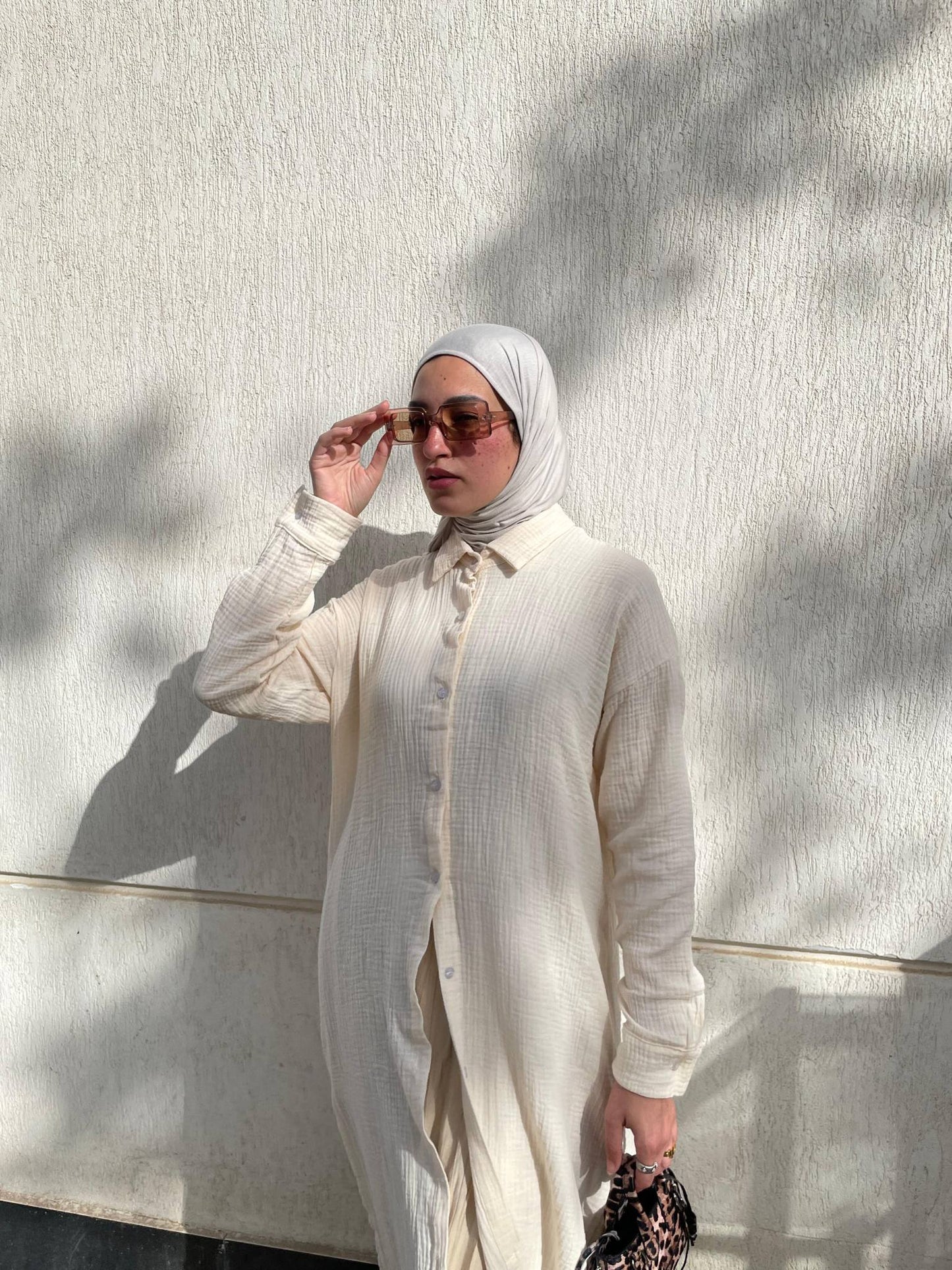 Muslin Long Shirt in Beige