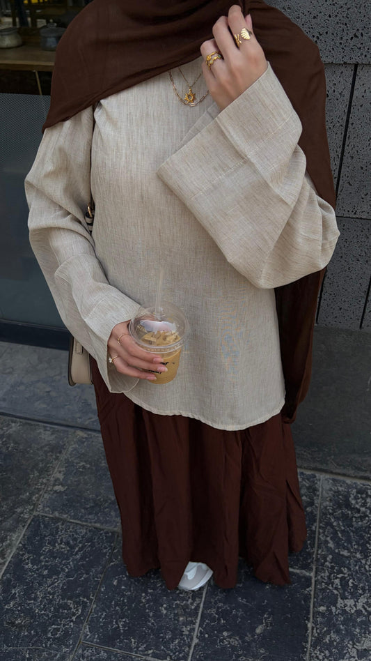 Flow sleeves top in Beige