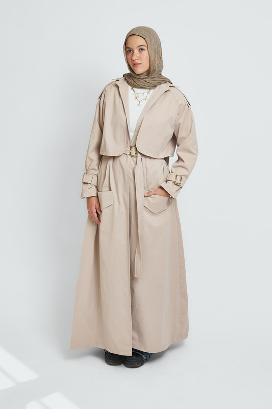Extended Trench Coat in Beige