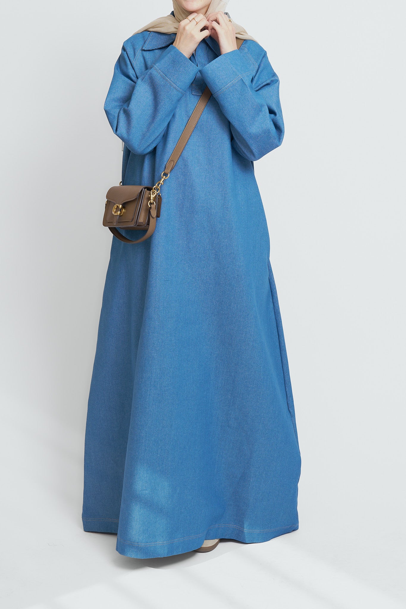 Dark Blue Denim Maxi Dress