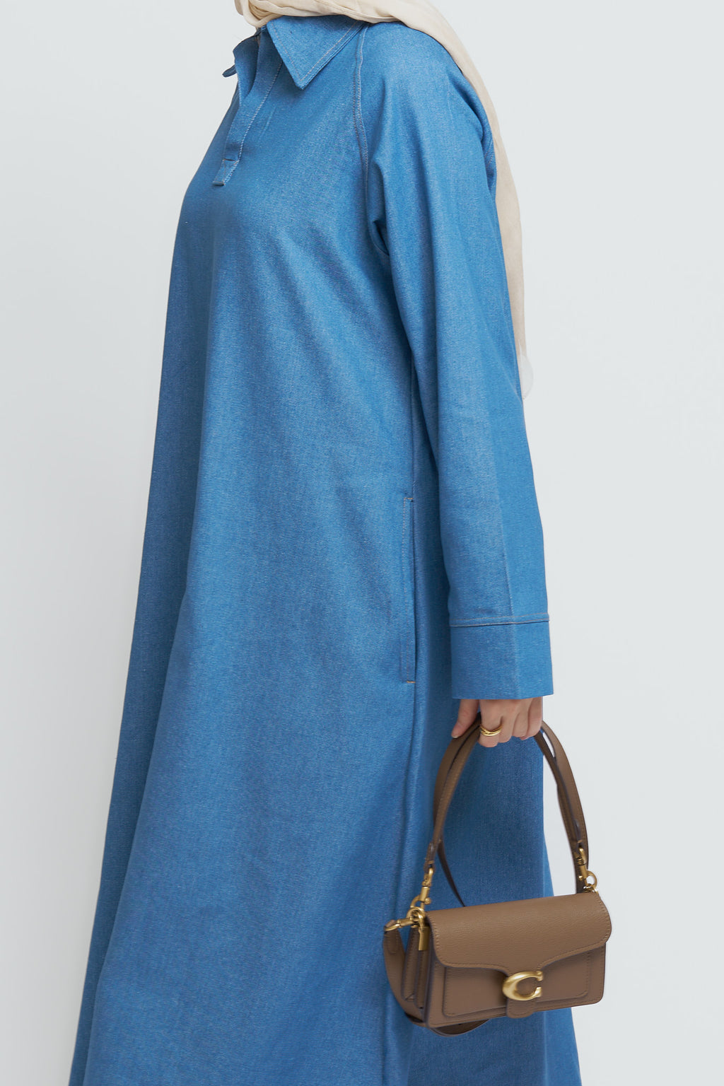 Denim Maxi Dress In dark blue