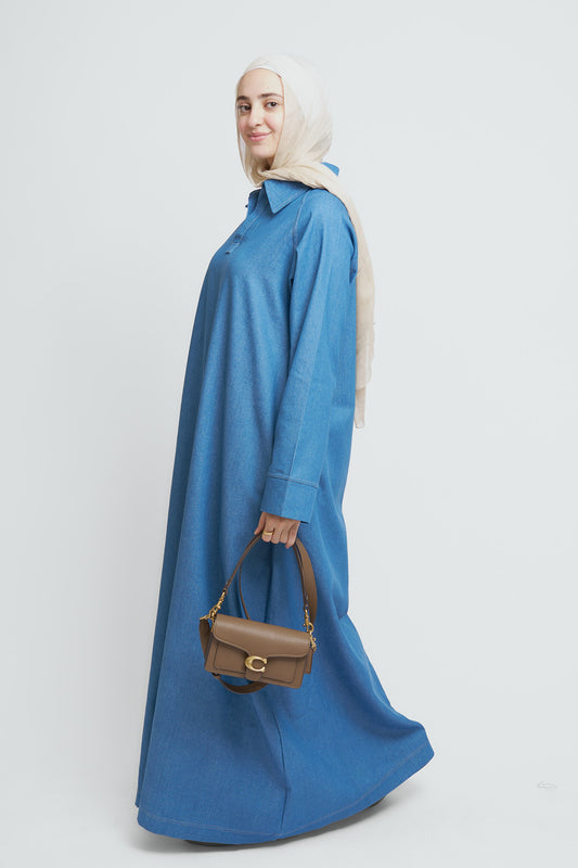 Dark Blue Denim Maxi Dress