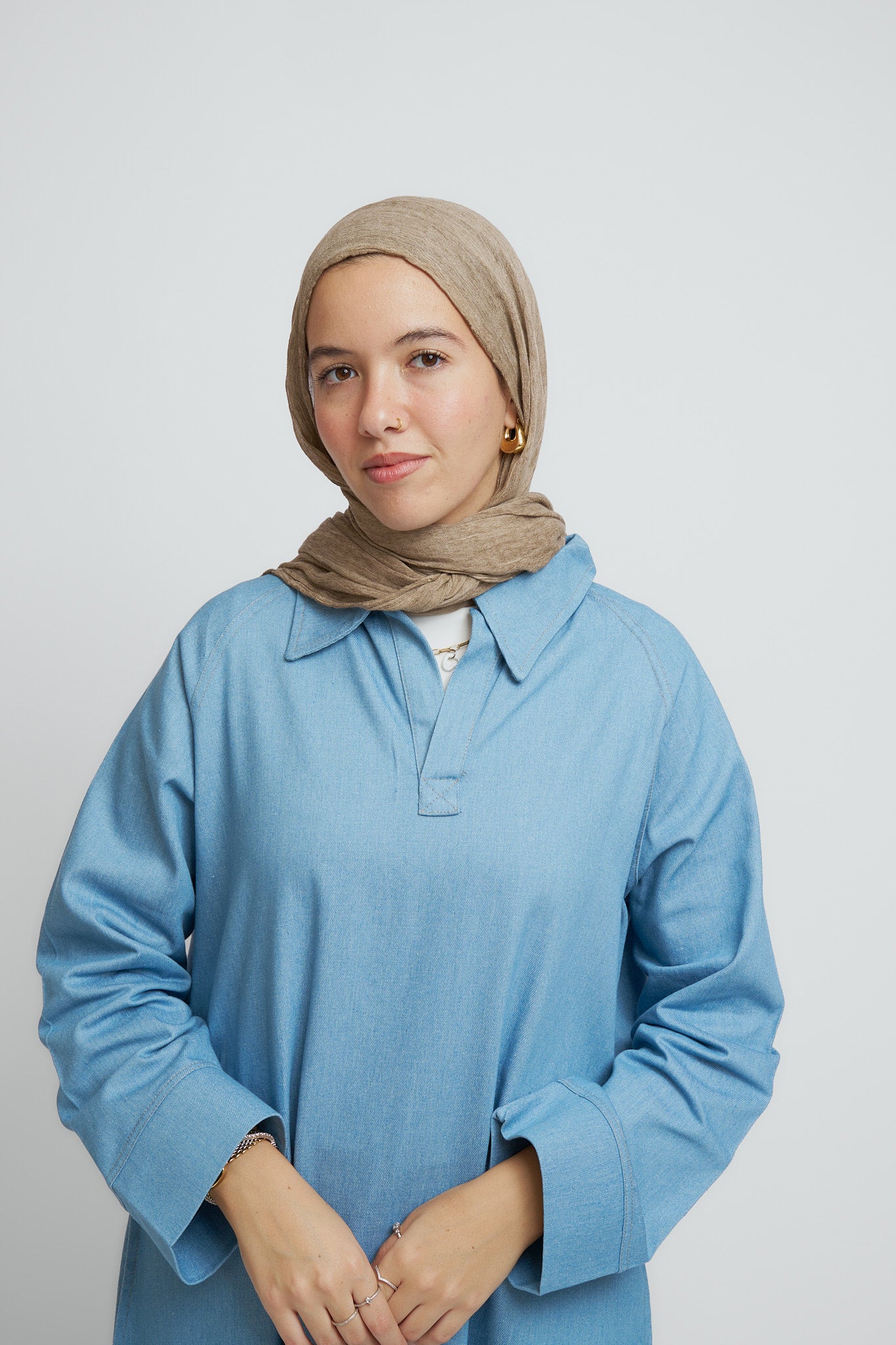 Soft Blue Denim Maxi Dress