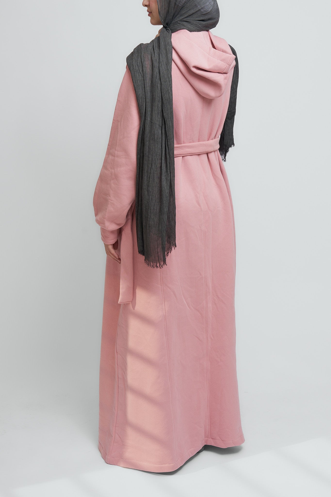 Longline Hoodie Dress In Dusty Pink